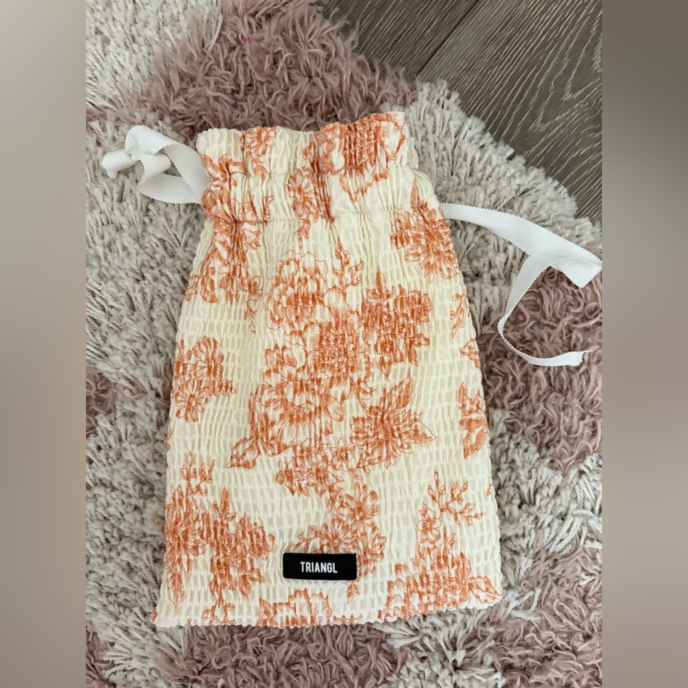 Triangl Swimwear Bag Cream and Orange Floral 🍊